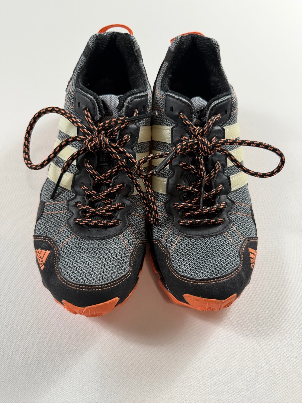 adidas Gray and Orange Athletic Sneakers with Cream Stripes